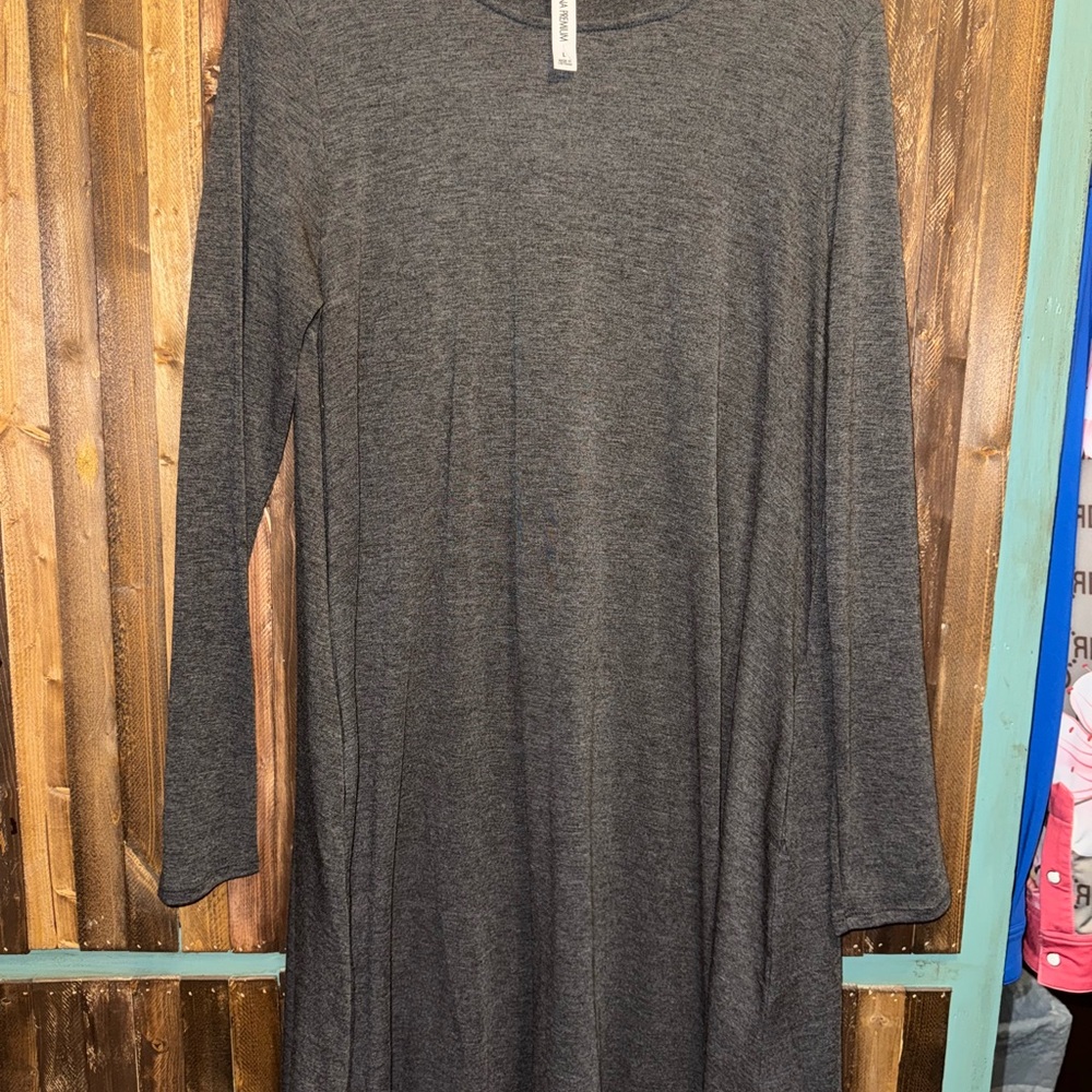Zenana Outfitters Charcoal Long Sleeve Dress